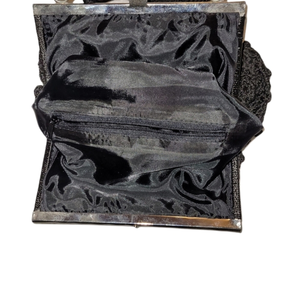 Women Vintage Small Black Top Handle Crochet Purse/Women Dress Purse/ Women Zipp - Picture 6 of 8